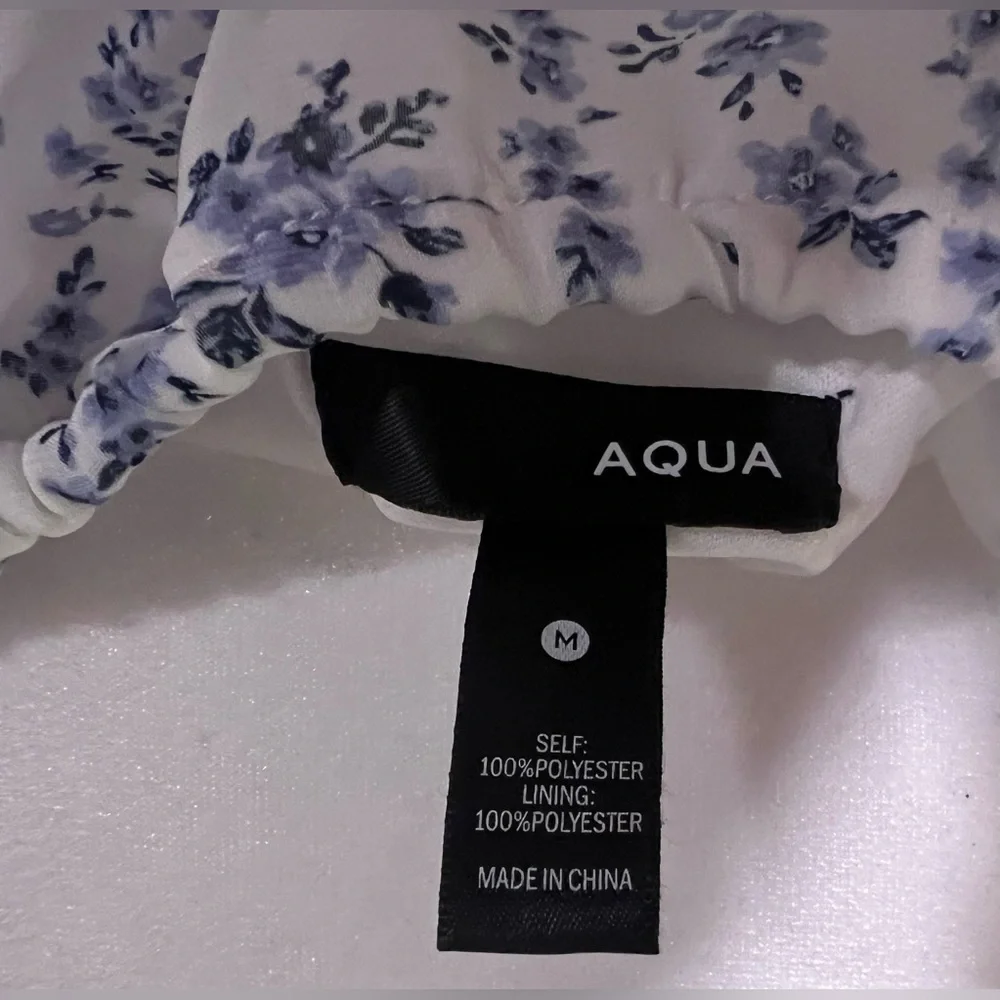 Aqua White and Blue Floral Sleeveless Slouch Top